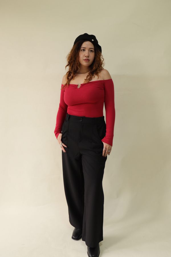 【EASE】長腿系修胯斜紋直筒褲(黑) 