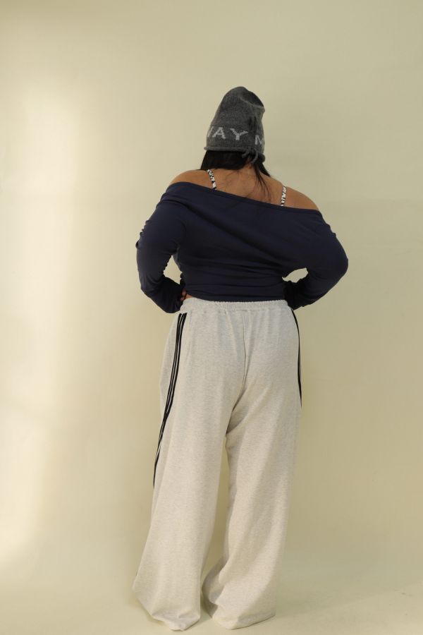 【EASE】這件超神撞色高腰棉褲-灰 