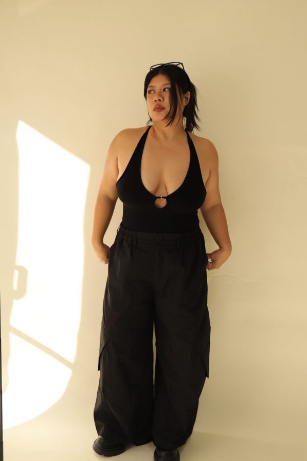 【EASE】大口袋寬鬆工裝褲(黑) 