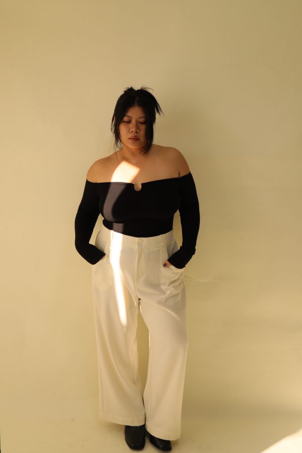 【EASE】長腿系修胯斜紋直筒褲(杏) 