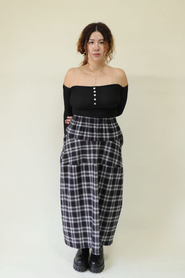 【EASE】秋日格紋鬆緊腰藏肉神裙 