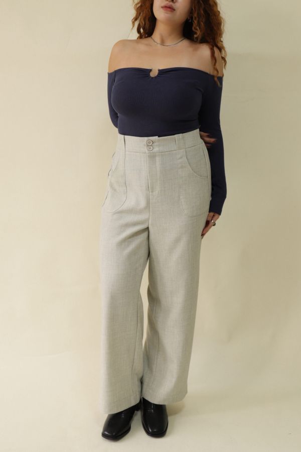 【EASE】長腿系修胯斜紋直筒褲(灰) 