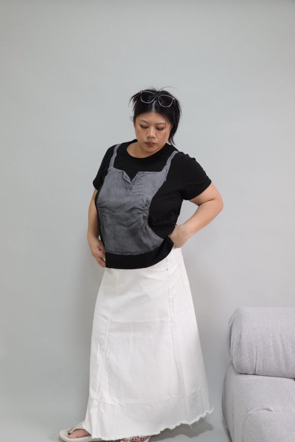 【EASE】不易皺設計感背心T-黑 