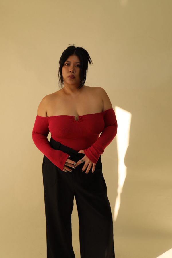 很修身平口針織衣(紅) 