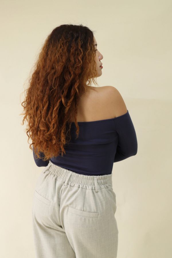 很修身平口針織衣(藍) 