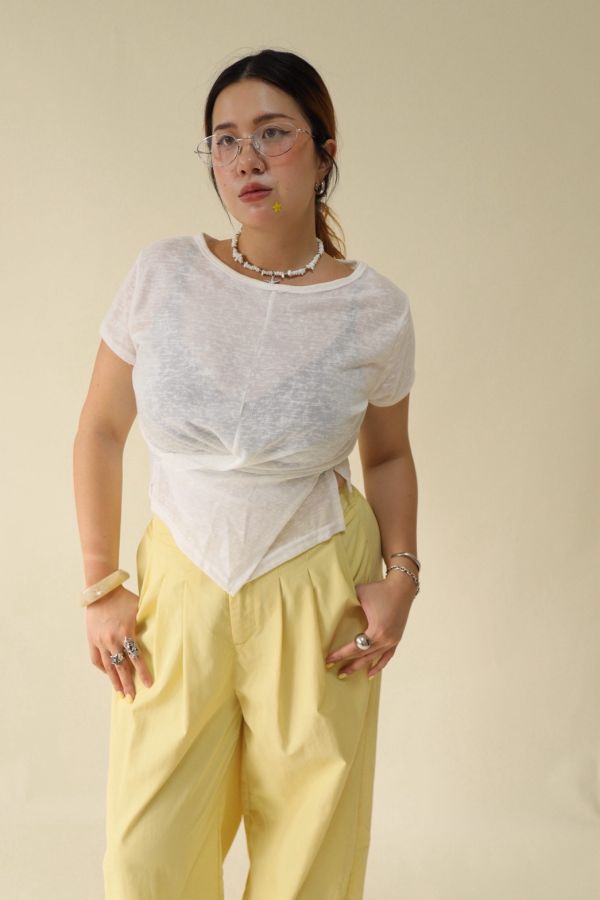 微透不規則圓領T(白) 