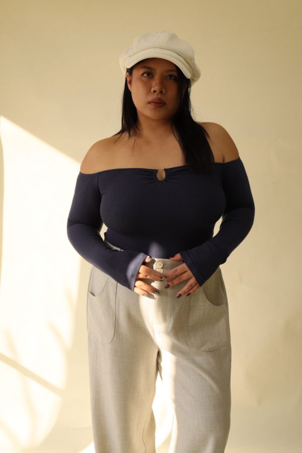 很修身平口針織衣(藍) 