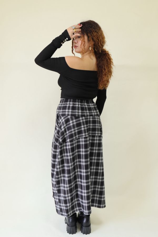 【EASE】秋日格紋鬆緊腰藏肉神裙 