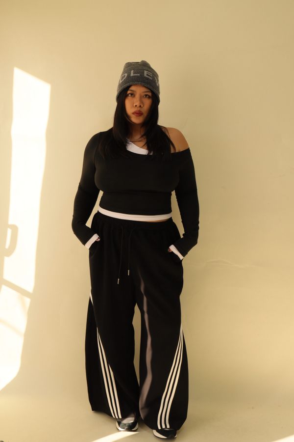 【EASE】這件超神撞色高腰棉褲-黑 