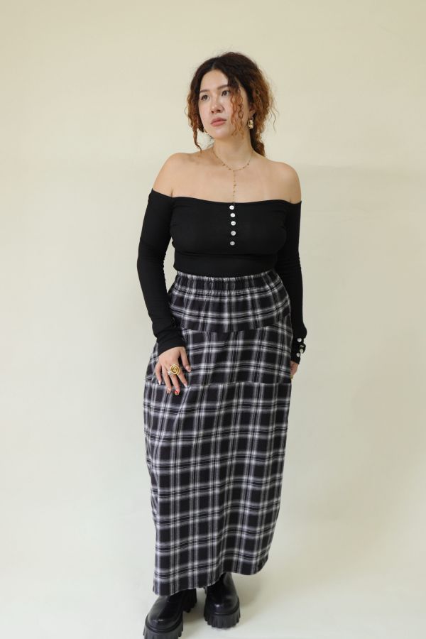 【EASE】秋日格紋鬆緊腰藏肉神裙 