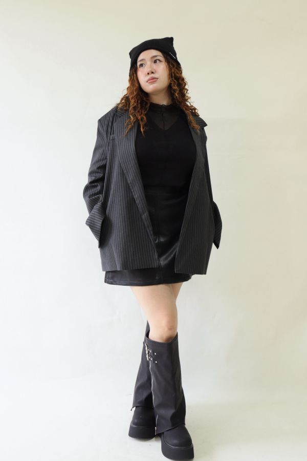 【EASE】廓系穿搭直條紋西裝外套 