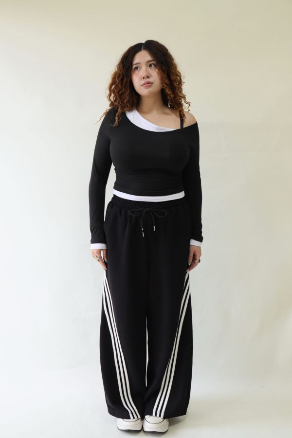 【EASE】這件超神撞色高腰棉褲-黑 