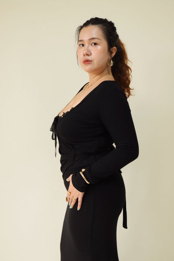黑酷辣妹兩穿純慾綁帶上衣 