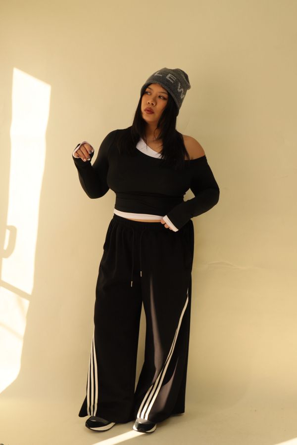 【EASE】這件超神撞色高腰棉褲-黑 