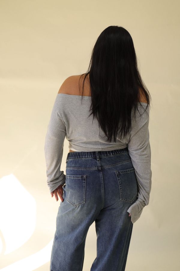 假兩件掛脖舒適上衣(灰) 