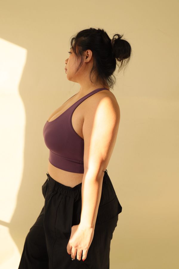 大胸沒問題工字美背運動內衣 (紫、卡其) 