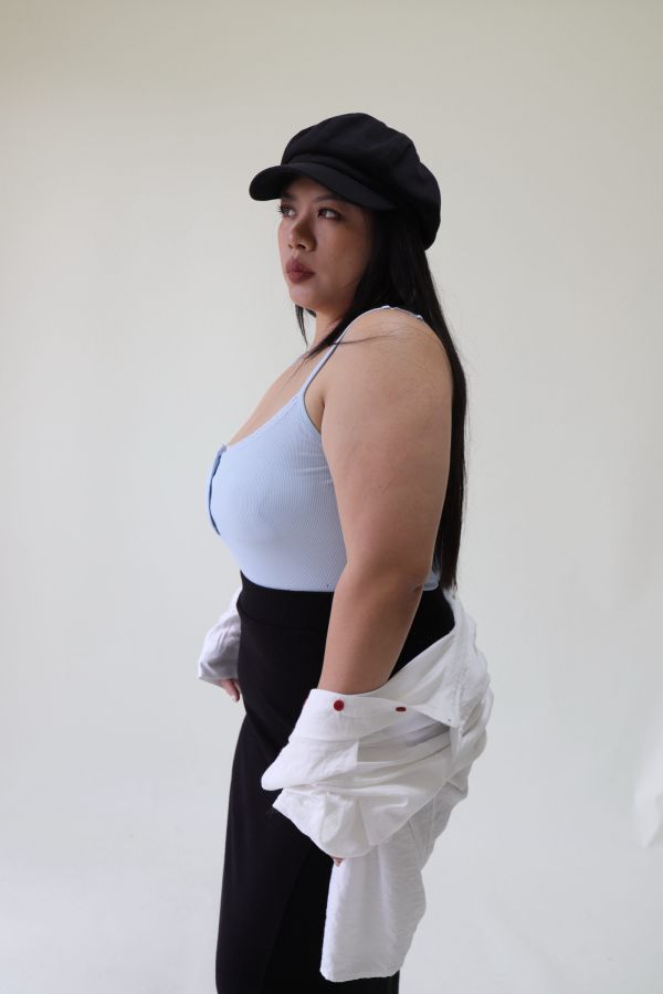 副乳OUT小心機花邊蕾絲開釦背心(灰、藍) 