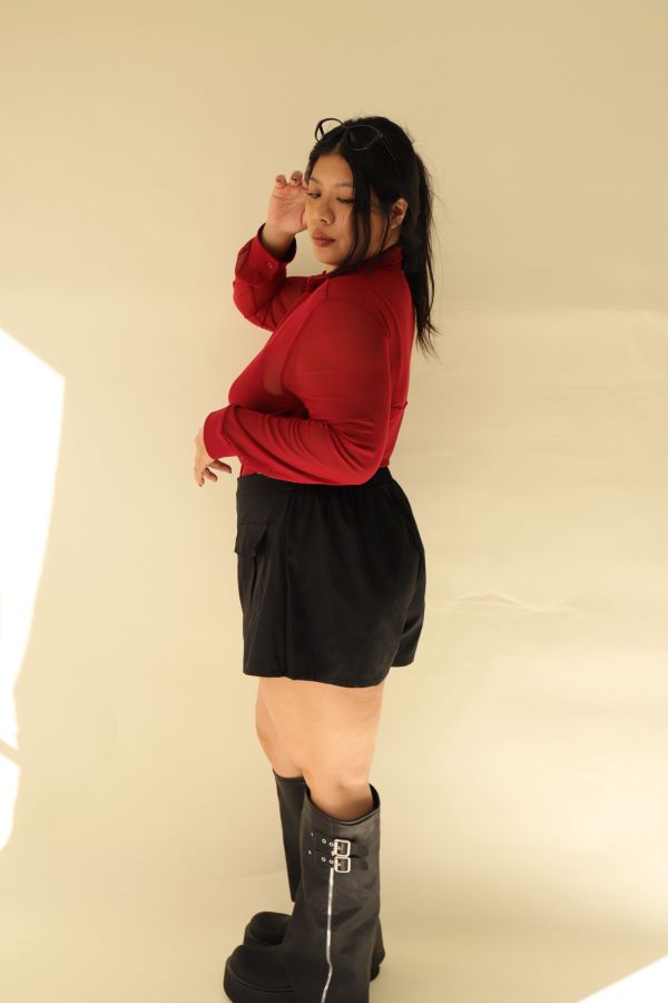 鬆緊腰工裝褲裙 