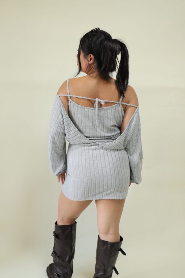 純慾感假兩件顯瘦洋裝 