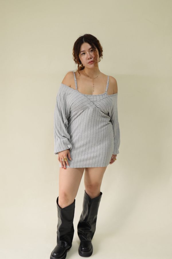 純慾感假兩件顯瘦洋裝 