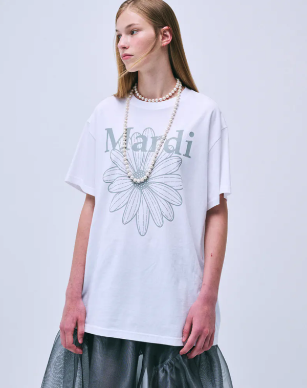 MARDI MERCREDI 印花短TEE 白色 經典小雛菊 灰綠花 