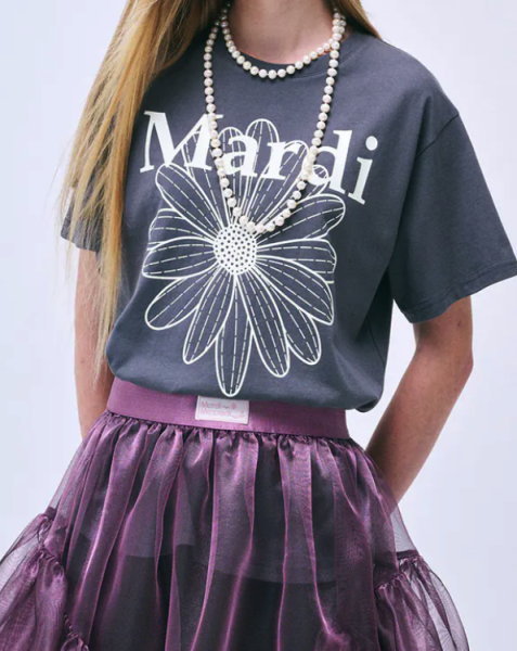 MARDI MERCREDI 印花短TEE 鐵灰色 經典小雛菊 象牙白花 