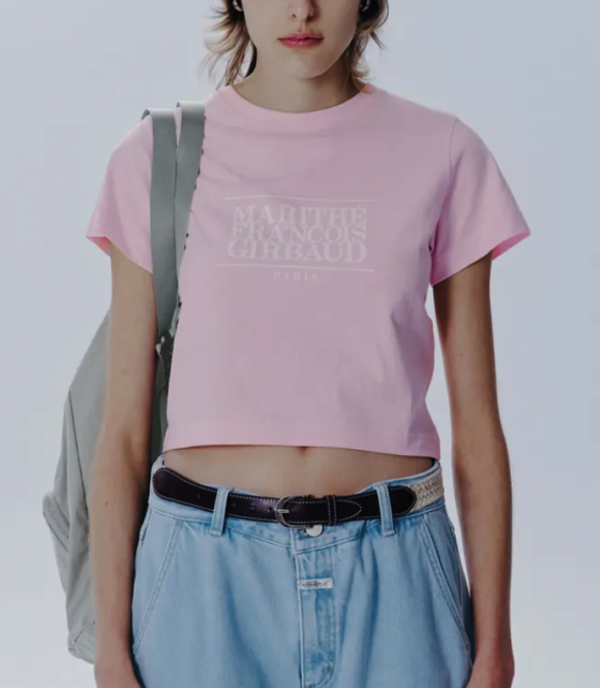 Marithé François Girbaud 女版M 經典 LOGO短版 TEE 淺粉紅 