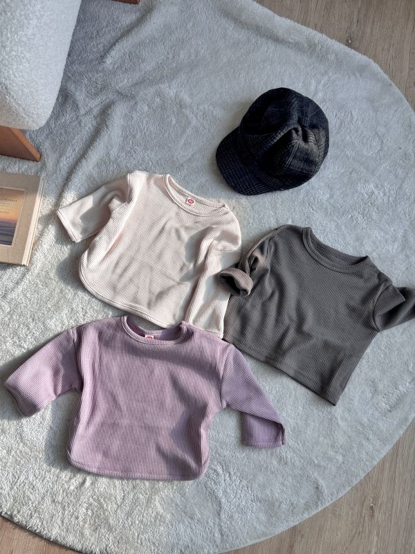 華夫格日系純色長T 