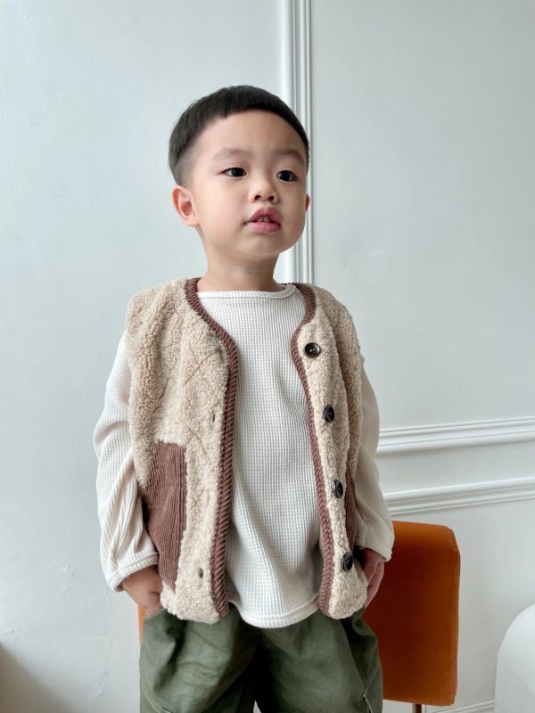 華夫格日系純色長T 