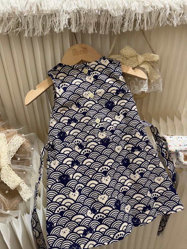 日式躲貓貓手工連身洋裝 