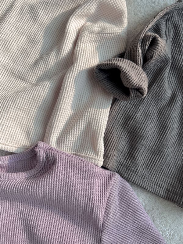 華夫格日系純色長T 