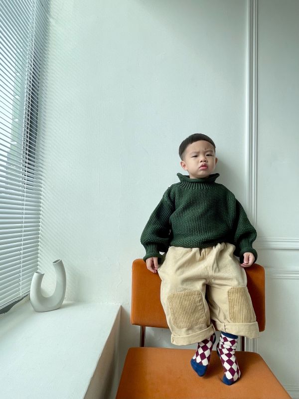 雪花絨梭織直筒褲