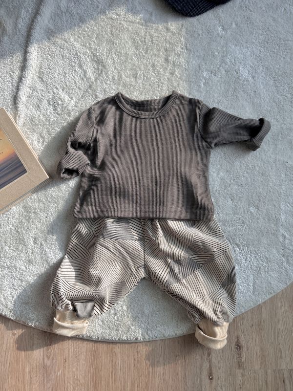 華夫格日系純色長T 