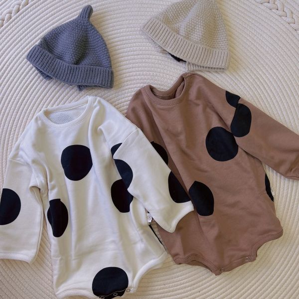 Baby珍奶大圓點包屁爬爬服 