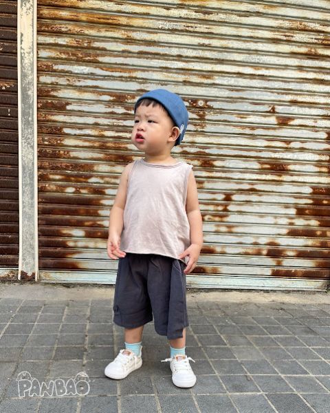 男寶不修邊幅寬版休閒背心 