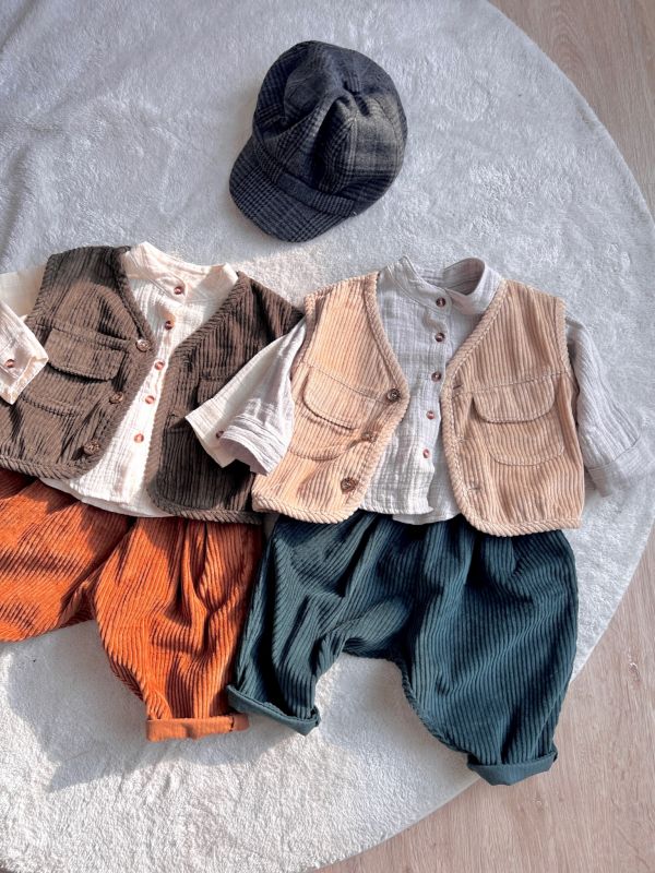 粗條復古燈芯絨背心