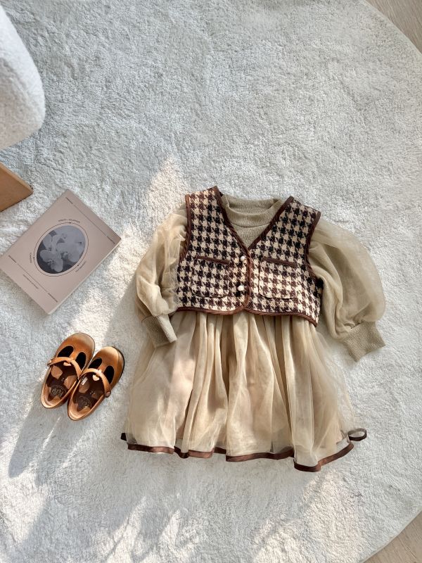 小公主網紗真兩件背心洋裝 