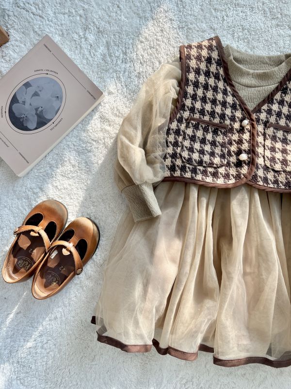 小公主網紗真兩件背心洋裝 