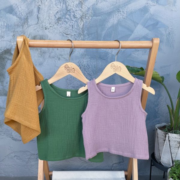 莫蘭迪無袖棉紗上衣 