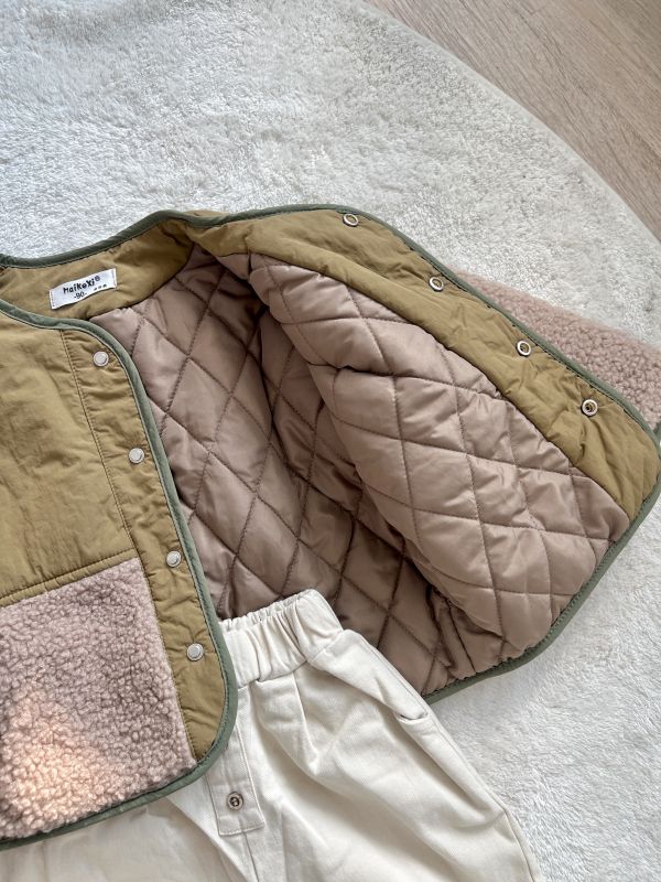 羊羔絨夾棉拼接外套 