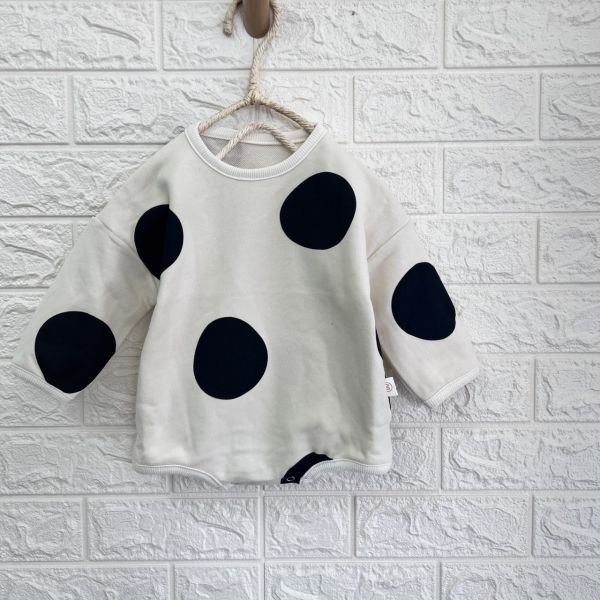 Baby珍奶大圓點包屁爬爬服 