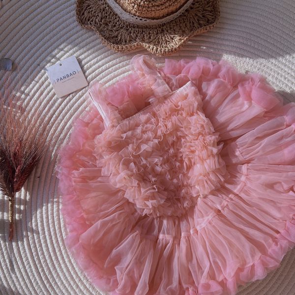 週歲禮服-連身網紗蓬蓬公主裙 