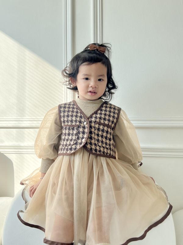 小公主網紗真兩件背心洋裝 