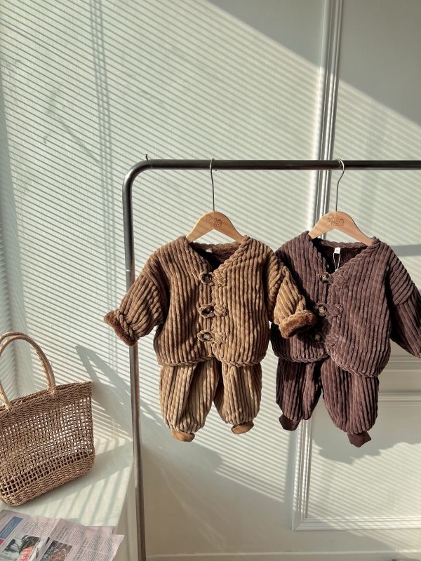 燈心絨復古內刷毛套裝