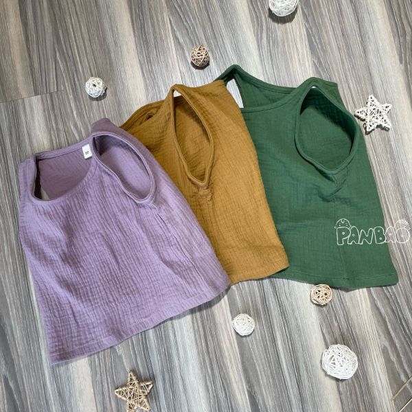 莫蘭迪無袖棉紗上衣 