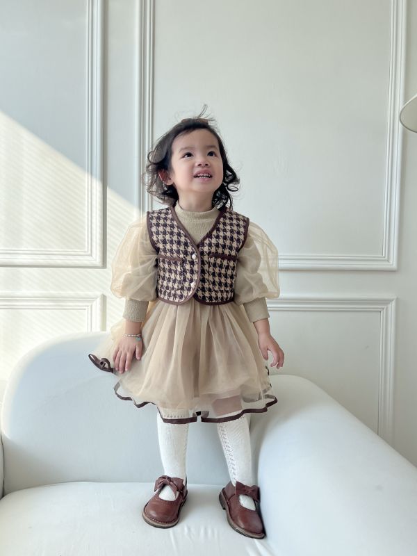 小公主網紗真兩件背心洋裝 