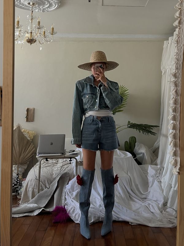 JO JO Denim shorts 復古毛邊牛仔褲