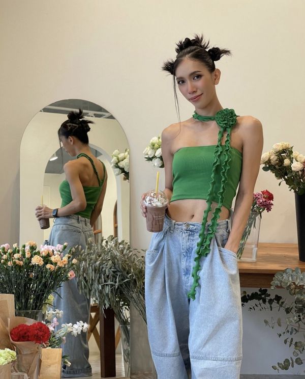 ROSA Tube Top 立體花朵平口上衣