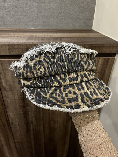 毛邊豹紋牛仔騎士帽 