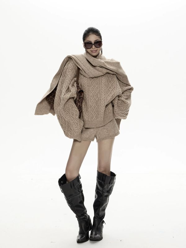 韓國針織寬鬆三件套裝 